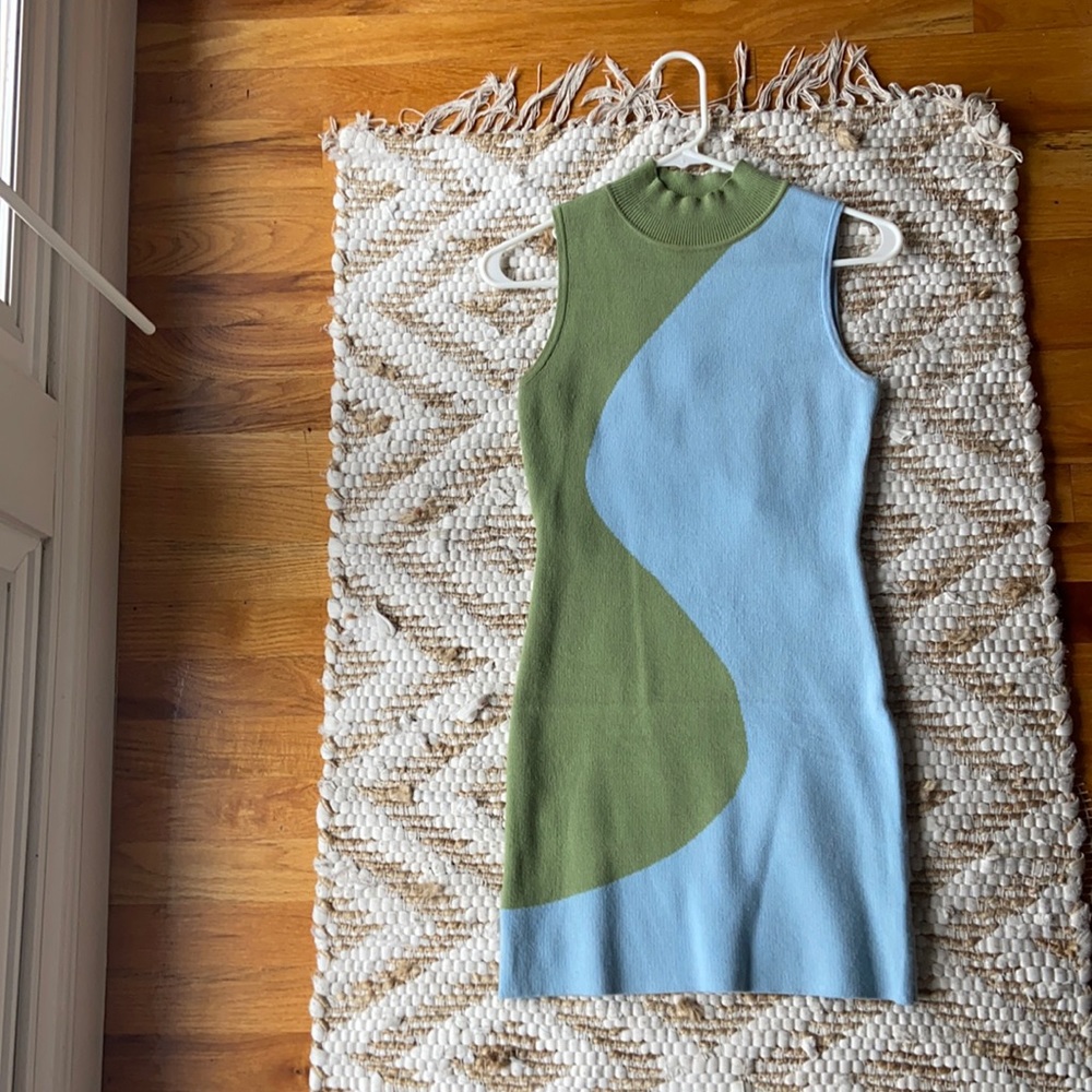 Bodycon high collar color block dress